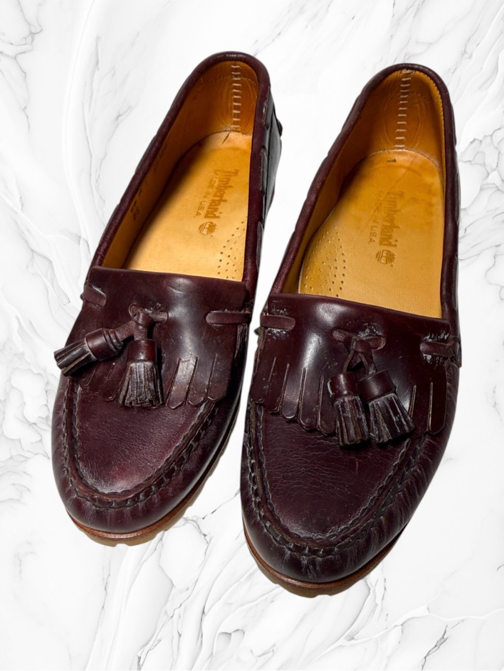 Timberland Burgundy Leather Tassel Kiltie Loafers size 7.5